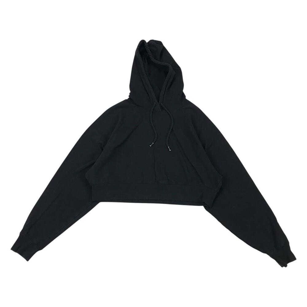 Alo Yoga Cropped Double Take Hoodie Large L Black Sweatshirt Pullover Oversized